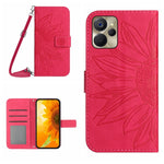 Skin Feel Custodia per cellulare in pelle con motivo a fiori di sole con cordino, For Motorola Moto E22s, For Realme 9i 5G
