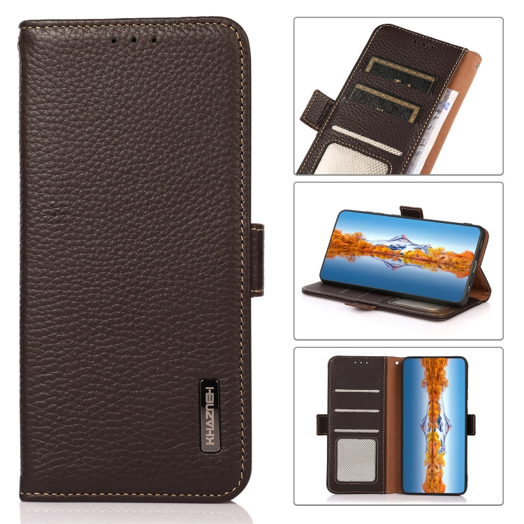 KHAZNEH Custodia per telefono RFID in vera pelle Litchi magnetica laterale, For Xiaomi Redmi Note 12 China, For Xiaomi Redmi Note 12 Pro 5G China, For Xiaomi Redmi Note 12 Pro+ China / Redmi Note 12 Explorer