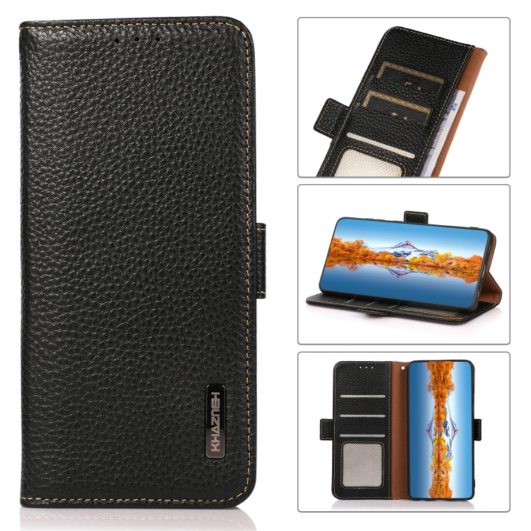 KHAZNEH Custodia per telefono RFID in vera pelle Litchi magnetica laterale, For Xiaomi Redmi Note 12 China, For Xiaomi Redmi Note 12 Pro 5G China, For Xiaomi Redmi Note 12 Pro+ China / Redmi Note 12 Explorer