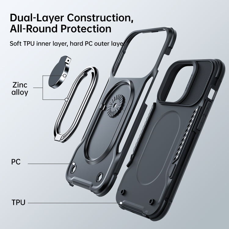 Custodia per telefono JOYROOM PC + TPU antiurto a doppio strato con supporto girevole, For iPhone 14, For iPhone 14 Pro, For iPhone 14 Plus, For iPhone 14 Pro Max