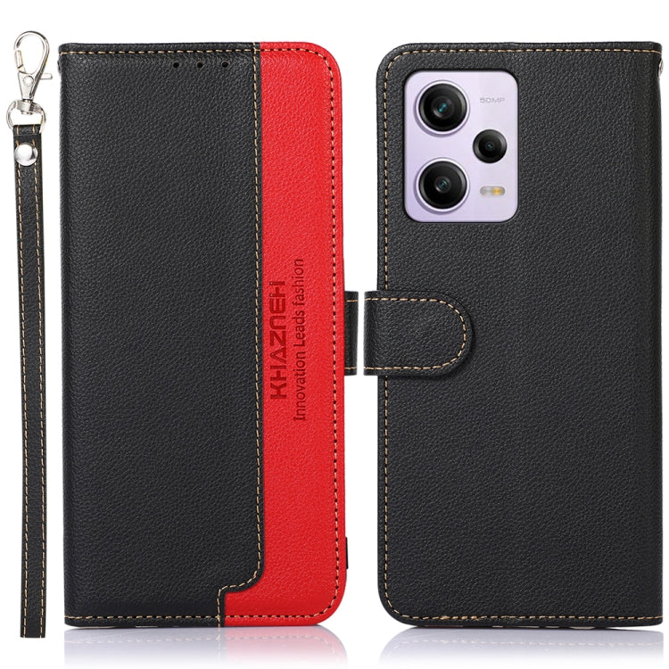 KHAZNEH Custodia per telefono RFID in pelle con texture Litchi, For Xiaomi Redmi Note 12 Pro+ China