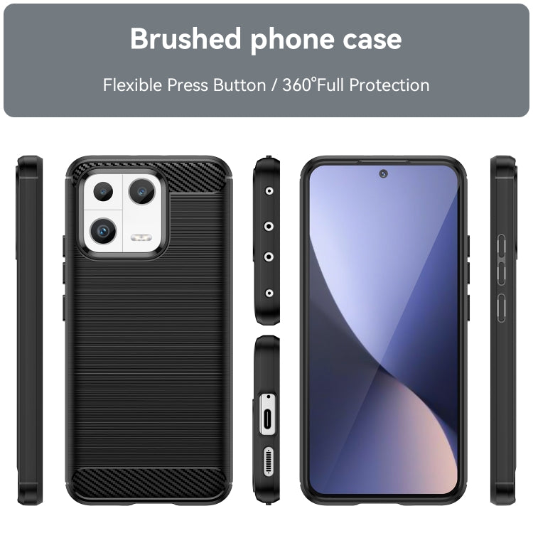 Custodia per telefono TPU in fibra di carbonio con trama spazzolata, For Xiaomi 13, For Xiaomi 13 Pro