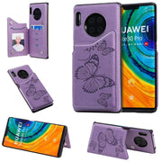 Custodia protettiva antiurto con motivo a farfalla in rilievo con supporto, slot per schede e cornice per foto, For Huawei Mate30, For Huawei Mate30 Pro