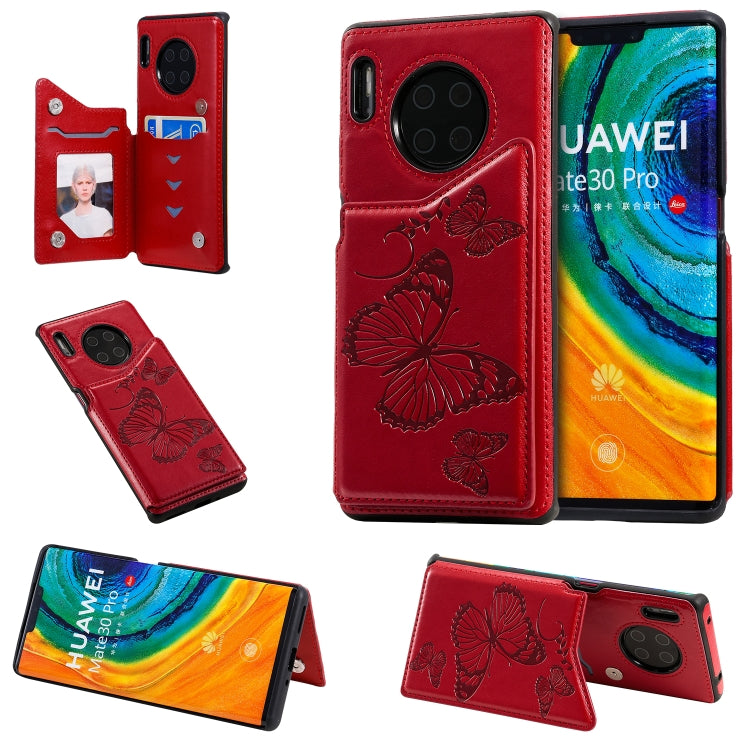 Custodia protettiva antiurto con motivo a farfalla in rilievo con supporto, slot per schede e cornice per foto, For Huawei Mate30, For Huawei Mate30 Pro