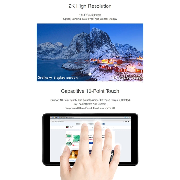Display LCD touch capacitivo 5,5" 2K per Raspberry Pi 4B