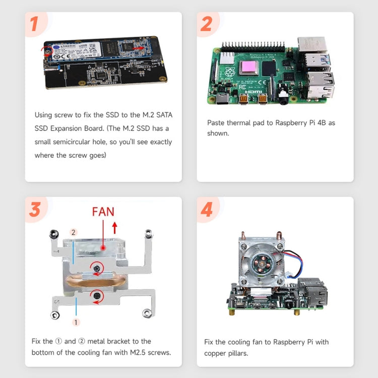 Kit Mini Tower NAS per Raspberry Pi 4B con SSD M.2 SATA