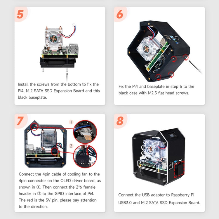 Kit Mini Tower NAS per Raspberry Pi 4B con SSD M.2 SATA
