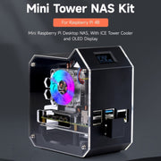 Kit Waveshare Mini Tower NAS per Raspberry Pi 4B Supporto SSD SATA M.2 fino a 2 TB