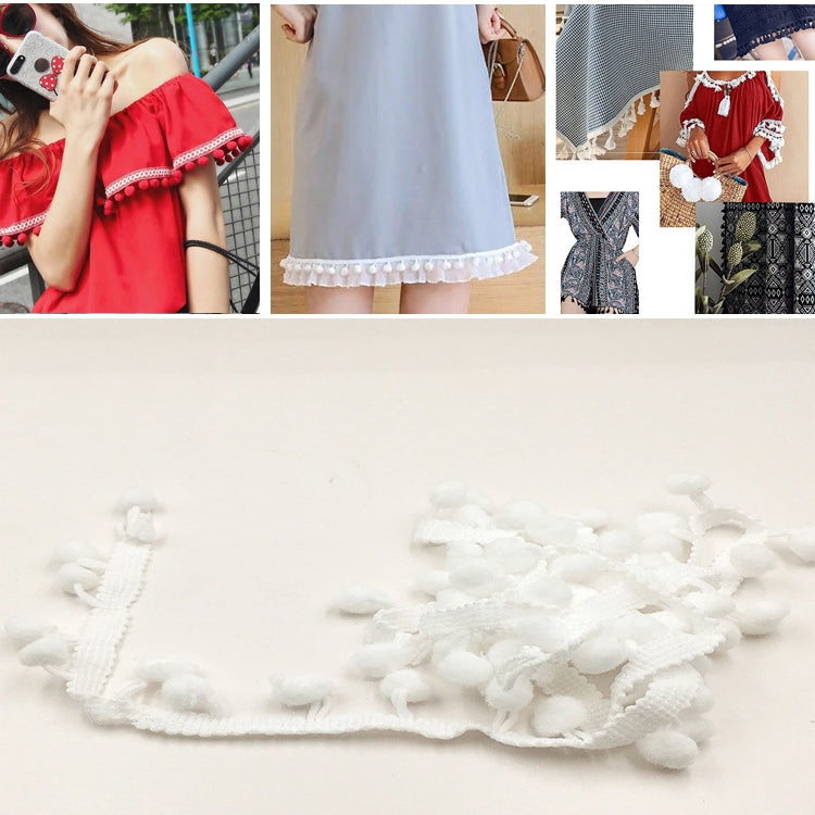 20 Iarde Pompon Nastro di Pizzo Palla di Pelliccia Rifinitura per Artigianato Fai da Te Tenda Vestiti Decorativi per La Casa Accessori per Cucire, 1CM