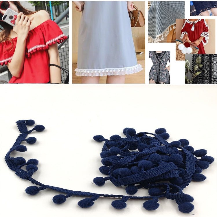 20 Iarde Pompon Nastro di Pizzo Palla di Pelliccia Rifinitura per Artigianato Fai da Te Tenda Vestiti Decorativi per La Casa Accessori per Cucire, 1CM