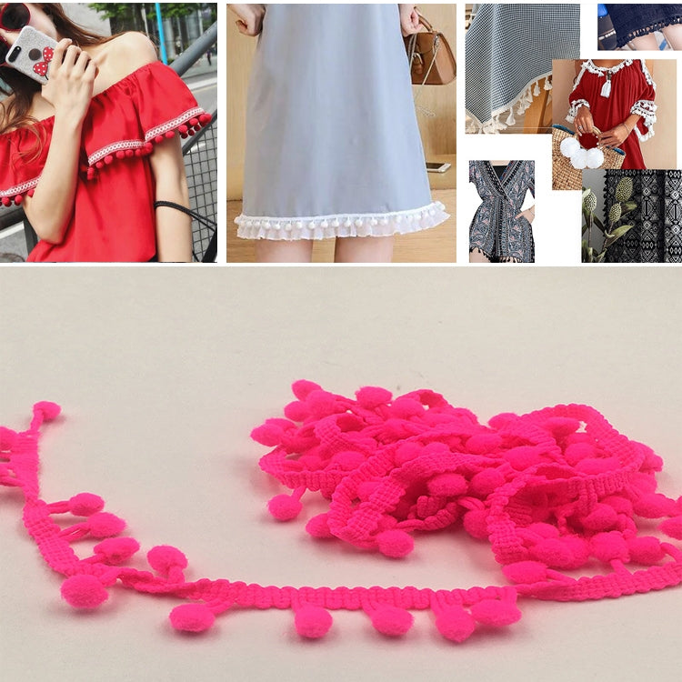 20 Iarde Pompon Nastro di Pizzo Palla di Pelliccia Rifinitura per Artigianato Fai da Te Tenda Vestiti Decorativi per La Casa Accessori per Cucire, 1CM
