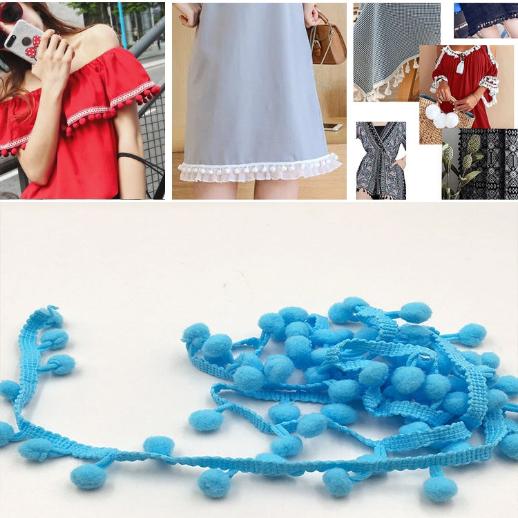 20 Iarde Pompon Nastro di Pizzo Palla di Pelliccia Rifinitura per Artigianato Fai da Te Tenda Vestiti Decorativi per La Casa Accessori per Cucire, 1CM