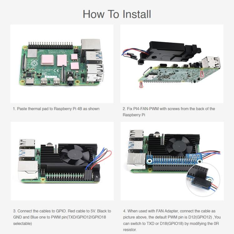 Ventola di raffreddamento in lega di alluminio all-in-one dedicata Waveshare, For Raspberry Pi 4B