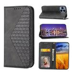 Custodia per telefono in pelle magnetica con struttura in vitello a griglia cubica, For Sony Xperia 5 IV, For OPPO A17 4G, For Samsung Galaxy S23 5G, For Samsung Galaxy S23+ 5G, For Samsung Galaxy S23 Ultra 5G