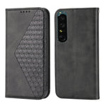 Custodia per telefono in pelle magnetica con struttura in vitello a griglia cubica, For Sony Xperia 5 IV, For OPPO A17 4G, For Samsung Galaxy S23 5G, For Samsung Galaxy S23+ 5G, For Samsung Galaxy S23 Ultra 5G