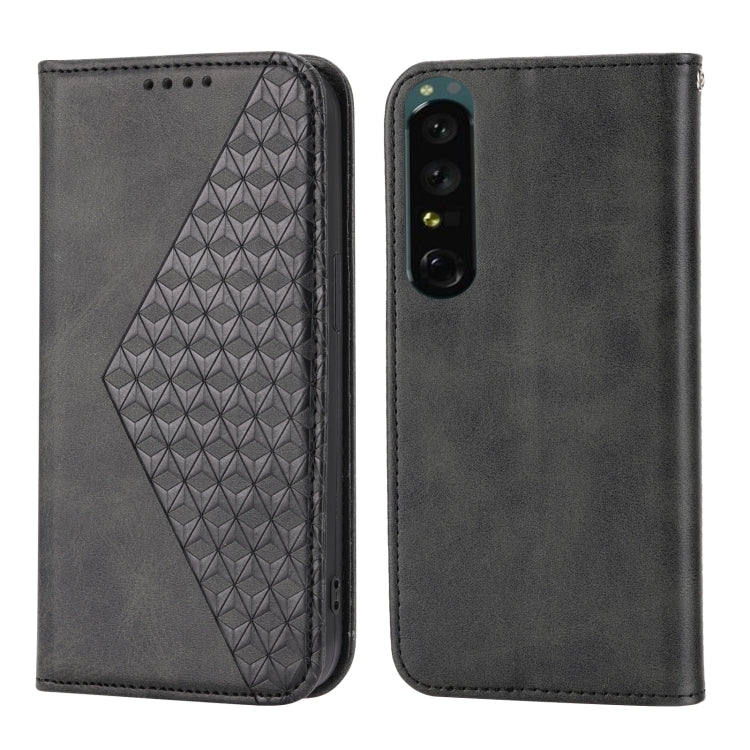 Custodia per telefono in pelle magnetica con struttura in vitello a griglia cubica, For Sony Xperia 5 IV, For OPPO A17 4G, For Samsung Galaxy S23 5G, For Samsung Galaxy S23+ 5G, For Samsung Galaxy S23 Ultra 5G
