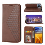 Custodia per telefono in pelle magnetica con struttura in vitello a griglia cubica, For Sony Xperia 5 IV, For OPPO A17 4G, For Samsung Galaxy S23 5G, For Samsung Galaxy S23+ 5G, For Samsung Galaxy S23 Ultra 5G
