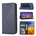 Custodia per telefono in pelle magnetica con struttura in vitello a griglia cubica, For Sony Xperia 5 IV, For OPPO A17 4G, For Samsung Galaxy S23 5G, For Samsung Galaxy S23+ 5G, For Samsung Galaxy S23 Ultra 5G