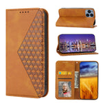 Custodia per telefono in pelle magnetica con struttura in vitello a griglia cubica, For Sony Xperia 5 IV, For OPPO A17 4G, For Samsung Galaxy S23 5G, For Samsung Galaxy S23+ 5G, For Samsung Galaxy S23 Ultra 5G
