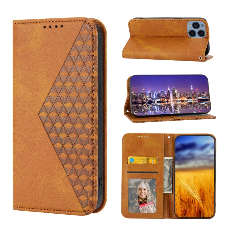 Custodia per telefono in pelle magnetica con struttura in vitello a griglia cubica, For Sony Xperia 5 IV, For OPPO A17 4G, For Samsung Galaxy S23 5G, For Samsung Galaxy S23+ 5G, For Samsung Galaxy S23 Ultra 5G
