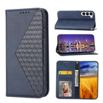 Custodia per telefono in pelle magnetica con struttura in vitello a griglia cubica, For Sony Xperia 5 IV, For OPPO A17 4G, For Samsung Galaxy S23 5G, For Samsung Galaxy S23+ 5G, For Samsung Galaxy S23 Ultra 5G