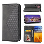 Custodia per telefono in pelle magnetica con struttura in vitello a griglia cubica, For Sony Xperia 5 IV, For OPPO A17 4G, For Samsung Galaxy S23 5G, For Samsung Galaxy S23+ 5G, For Samsung Galaxy S23 Ultra 5G