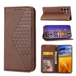 Custodia per telefono in pelle magnetica con struttura in vitello a griglia cubica, For Sony Xperia 5 IV, For OPPO A17 4G, For Samsung Galaxy S23 5G, For Samsung Galaxy S23+ 5G, For Samsung Galaxy S23 Ultra 5G