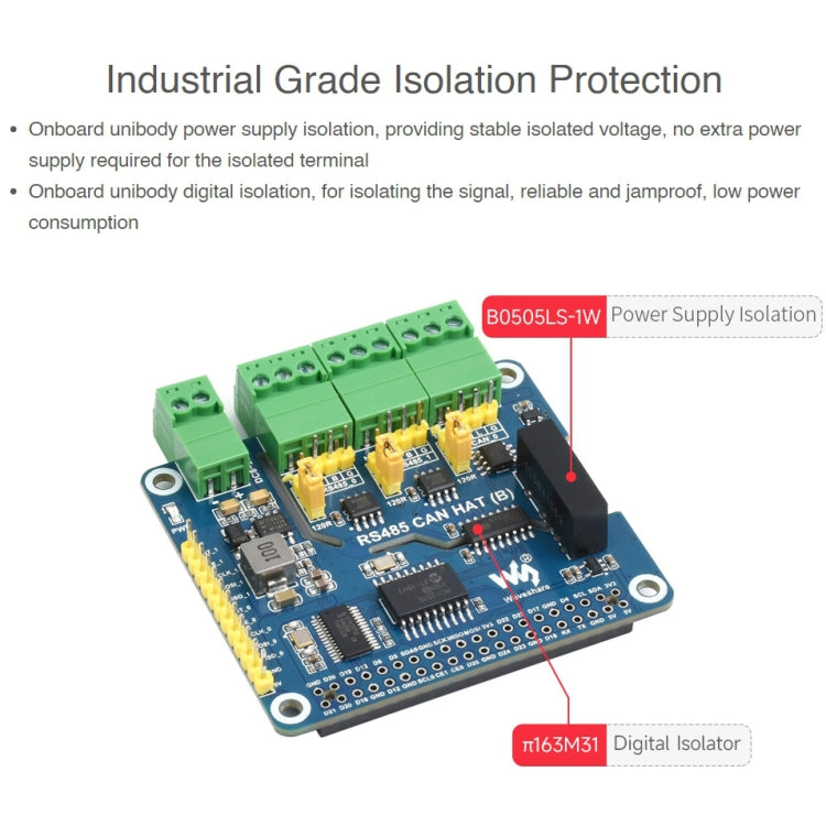 CAPPELLO CAN RS485 isolato Waveshare per Raspberry Pi