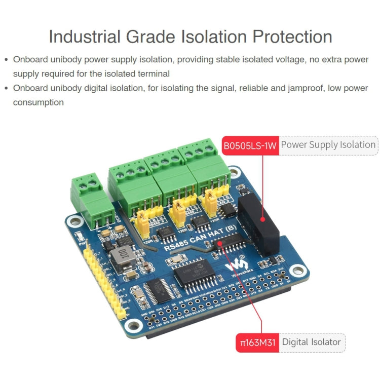Cappello CAN RS485 isolato Waveshare per Raspberry Pi