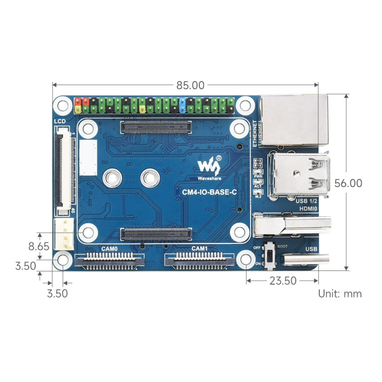 Waveshare Mini Baseboard Designed for Raspberry Pi 4 Compute Module, 23228