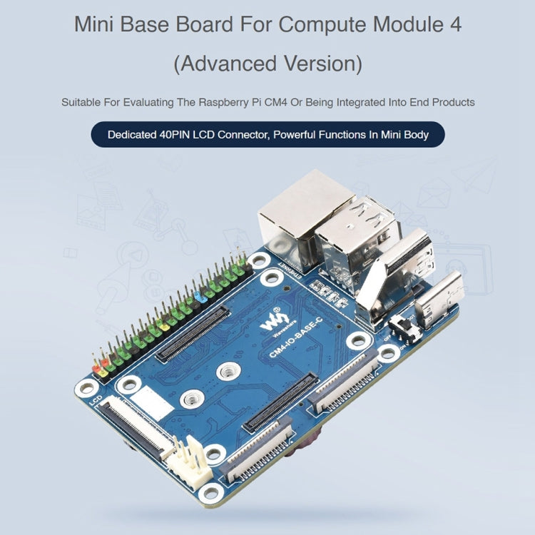 Waveshare Mini Baseboard Designed for Raspberry Pi 4 Compute Module, 23228