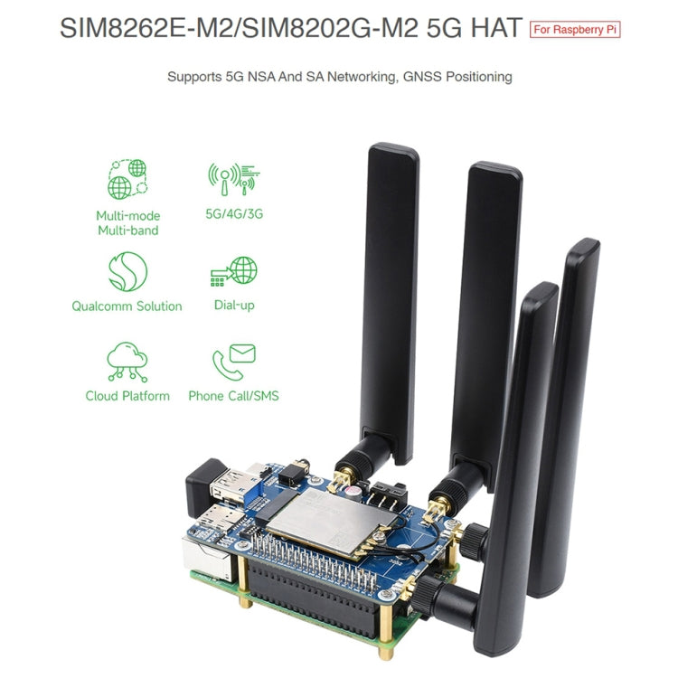 SIM8202G-M2 5G HAT for Raspberry Pi, Single Band