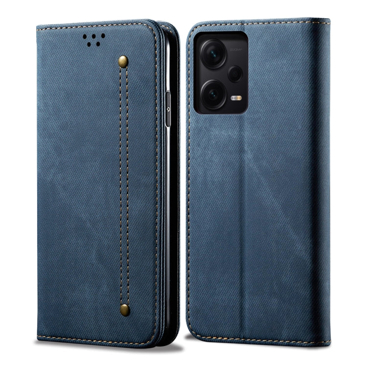 Custodia per telefono in pelle con texture denim, For Xiaomi Redmi Note 12 China, For Xiaomi Redmi Note 12 Pro 5G China, For Xiaomi Redmi Note 12 Pro+ China