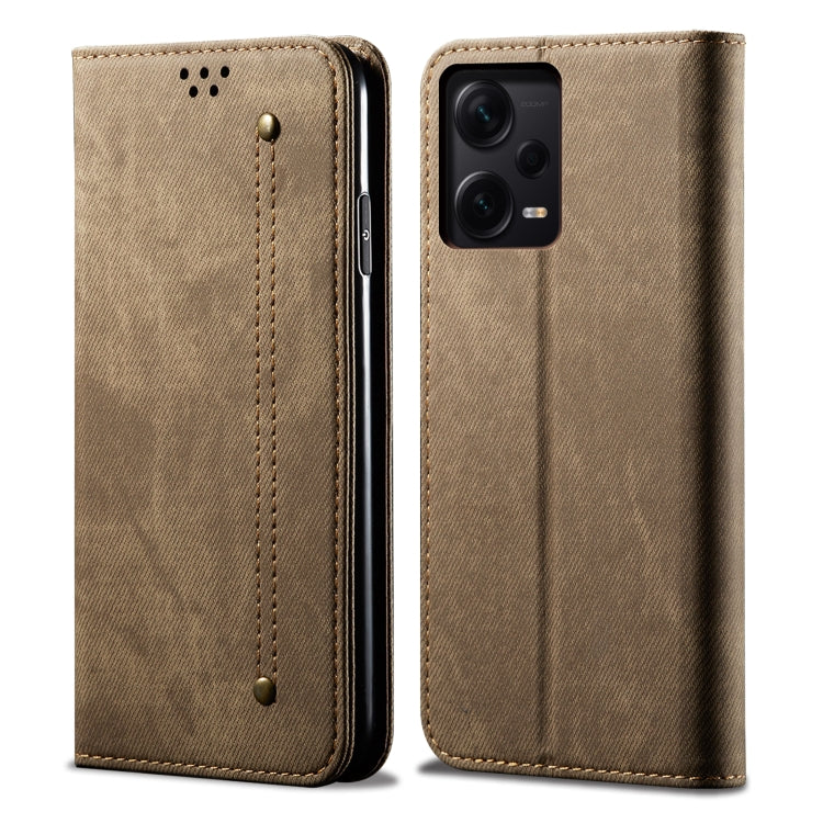 Custodia per telefono in pelle con texture denim, For Xiaomi Redmi Note 12 China, For Xiaomi Redmi Note 12 Pro 5G China, For Xiaomi Redmi Note 12 Pro+ China