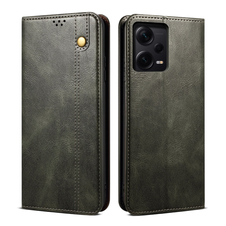 Custodia per telefono in pelle con trama di cavallo pazzo in cera d'olio, For Xiaomi Redmi Note 12 China, For Xiaomi Redmi Note 12 Pro 5G China, For Xiaomi Redmi Note 12 Pro+ China