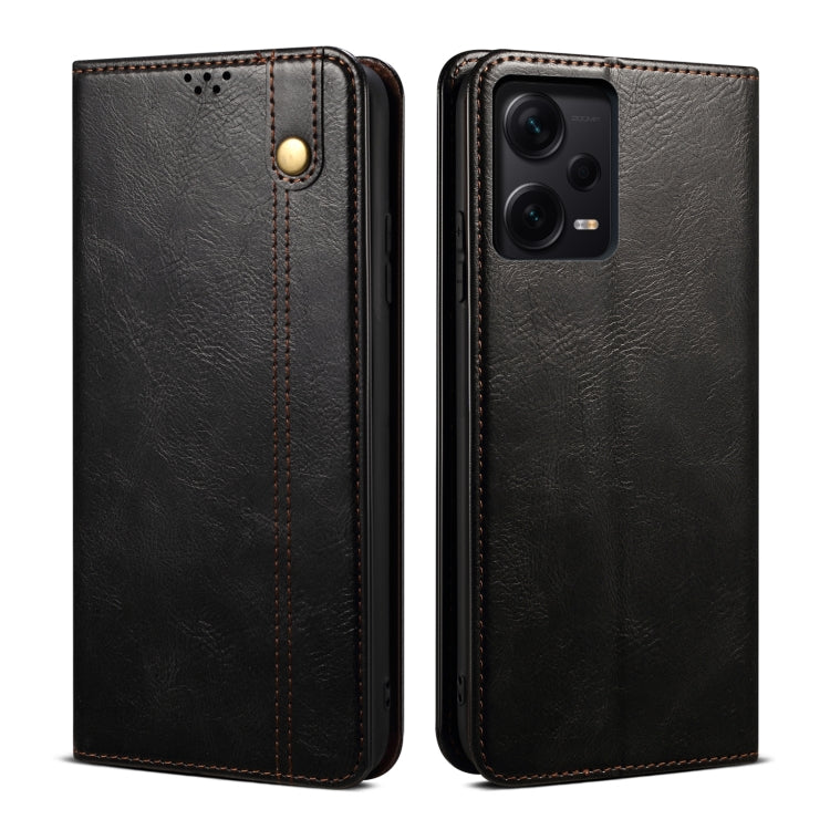 Custodia per telefono in pelle con trama di cavallo pazzo in cera d'olio, For Xiaomi Redmi Note 12 China, For Xiaomi Redmi Note 12 Pro 5G China, For Xiaomi Redmi Note 12 Pro+ China