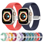Cinturino per orologio in silicone con fibbia pieghevole, For Apple Watch Ultra 49mm, For Apple Watch Series 8&7 45mm / SE 2&6&SE&5&4 44mm / 3&2&1 42mm, For Apple Watch Series 8&7 41mm / SE 2&6&SE&5&4 40mm / 3&2&1 38mm