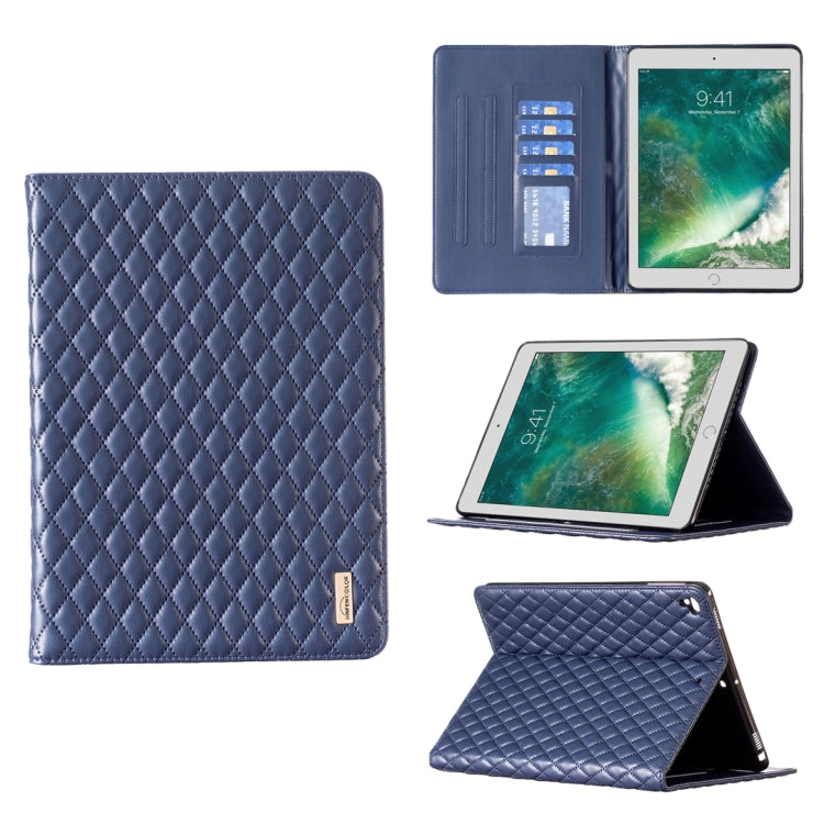 Elegante custodia per tablet in pelle a vibrazione orizzontale con trama rombica, For iPad 8 / 7 / 6 / 5 9.7 inch
