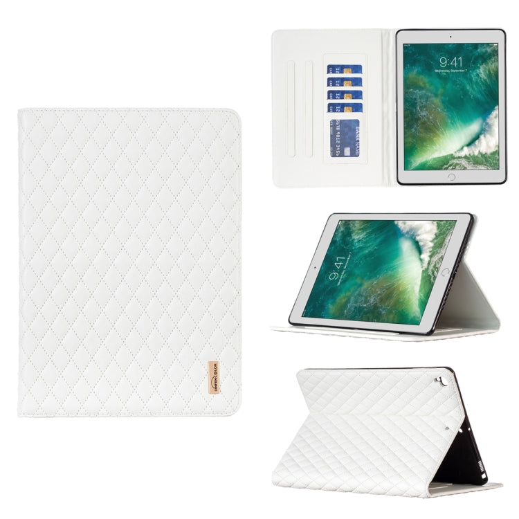 Elegante custodia per tablet in pelle a vibrazione orizzontale con trama rombica, For iPad 8 / 7 / 6 / 5 9.7 inch