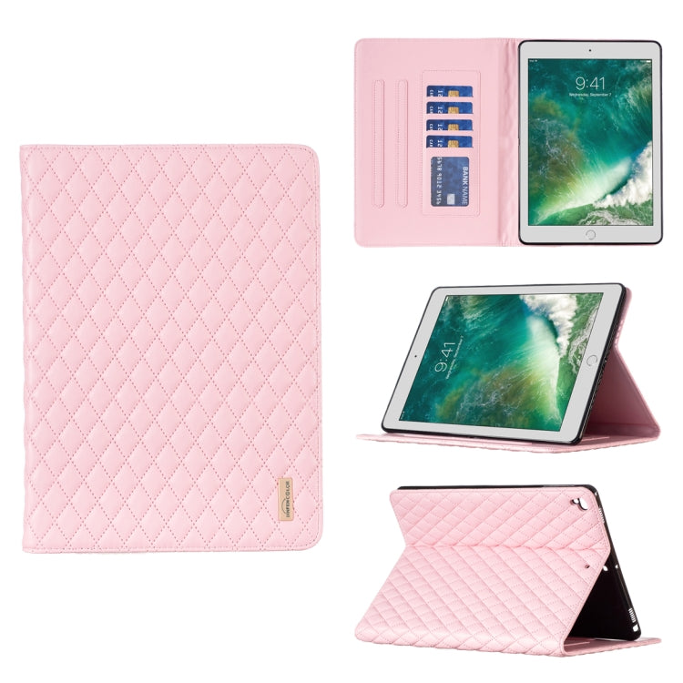 Elegante custodia per tablet in pelle a vibrazione orizzontale con trama rombica, For iPad 8 / 7 / 6 / 5 9.7 inch