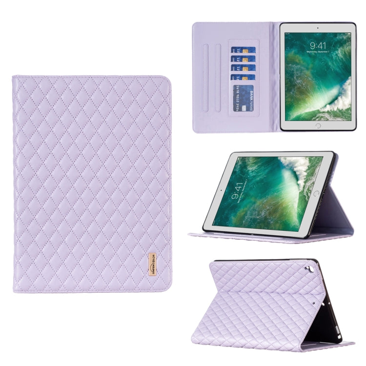 Elegante custodia per tablet in pelle a vibrazione orizzontale con trama rombica, For iPad 8 / 7 / 6 / 5 9.7 inch