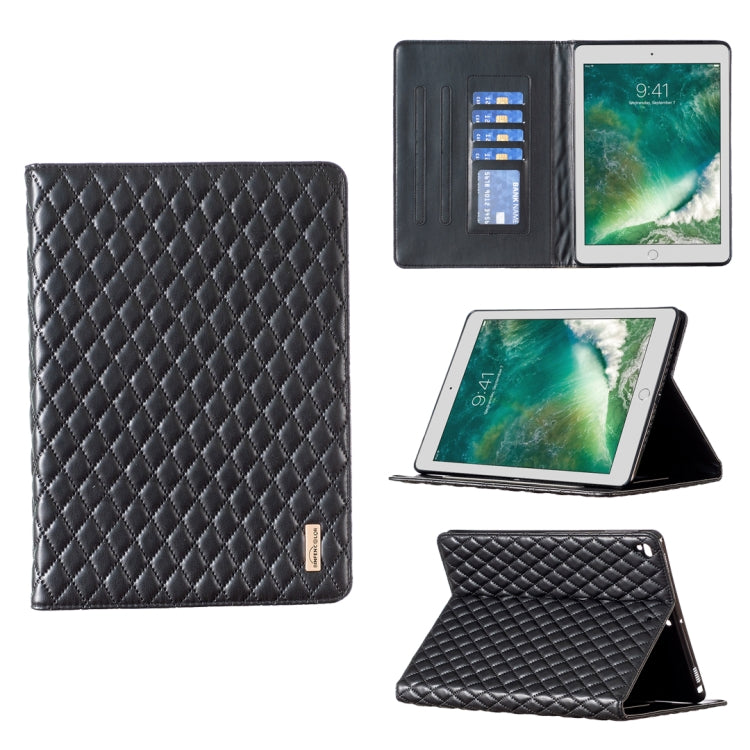 Elegante custodia per tablet in pelle a vibrazione orizzontale con trama rombica, For iPad 8 / 7 / 6 / 5 9.7 inch