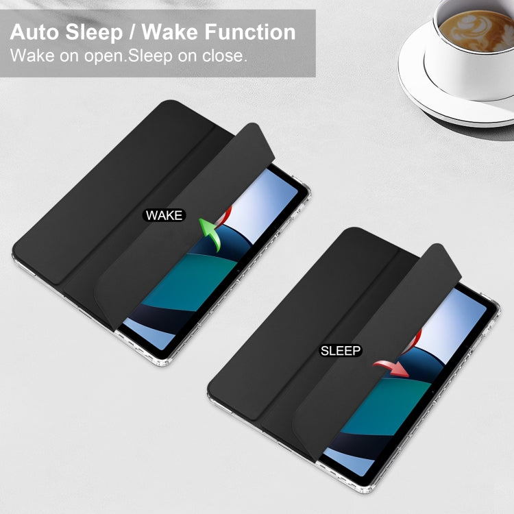 Custodia Smart Tablet in pelle con cover posteriore trasparente a 3 pieghe, For Xiaomi Redmi Pad 10.6