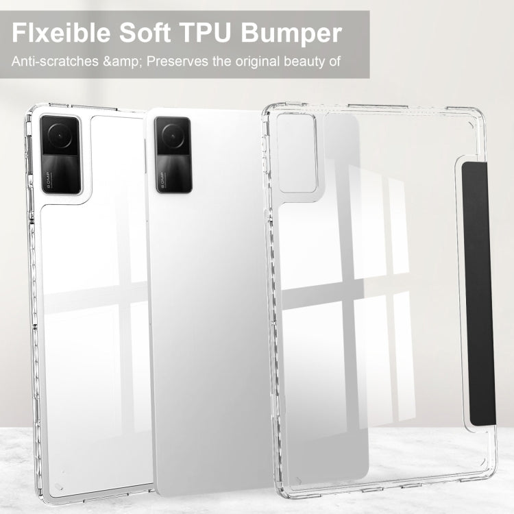 Custodia Smart Tablet in pelle con cover posteriore trasparente a 3 pieghe, For Xiaomi Redmi Pad 10.6
