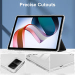 Custodia Smart Tablet in pelle con cover posteriore trasparente a 3 pieghe, For Xiaomi Redmi Pad 10.6