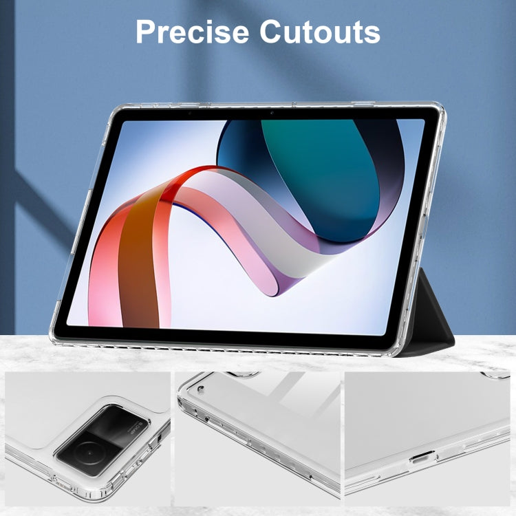Custodia Smart Tablet in pelle con cover posteriore trasparente a 3 pieghe, For Xiaomi Redmi Pad 10.6