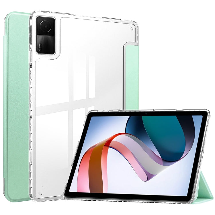 Custodia Smart Tablet in pelle con cover posteriore trasparente a 3 pieghe, For Xiaomi Redmi Pad 10.6