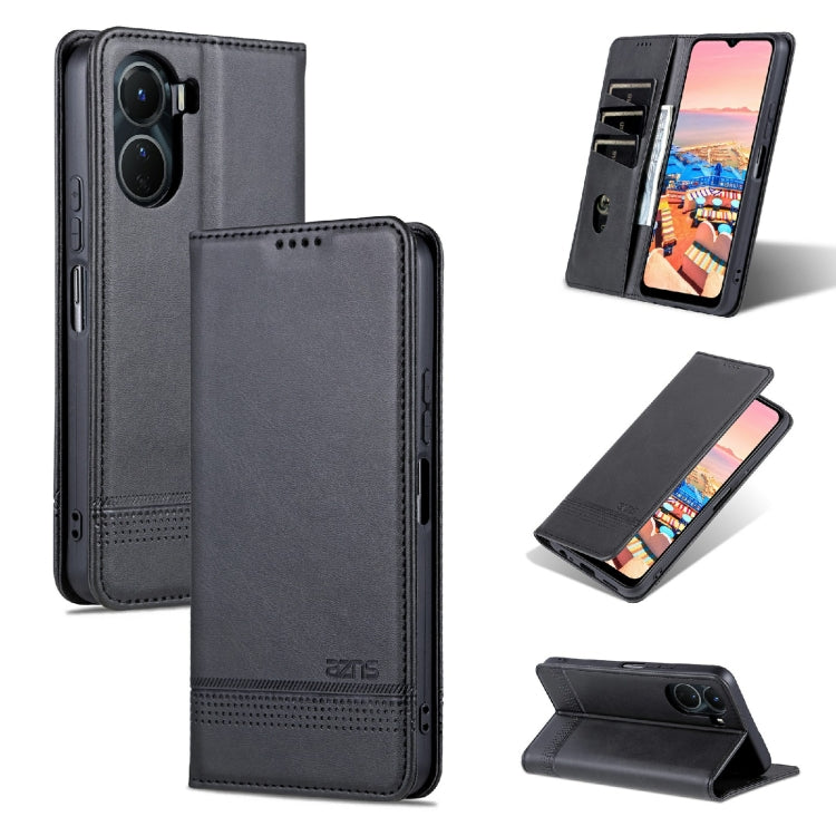 Custodia per telefono in pelle con texture di vitello magnetica AZNS, For vivo Y02s 4G/Y16 4G, For Honor X40