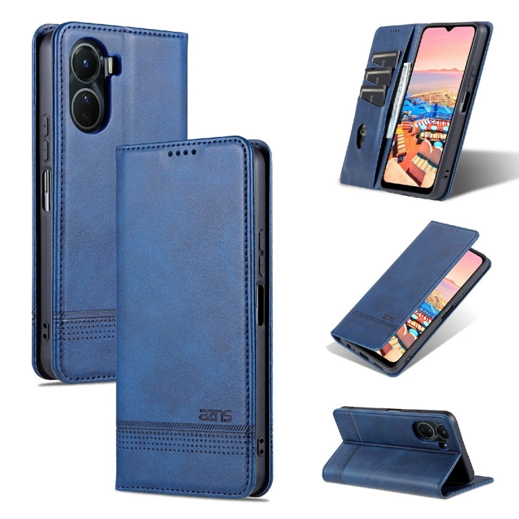 Custodia per telefono in pelle con texture di vitello magnetica AZNS, For vivo Y02s 4G/Y16 4G, For Honor X40