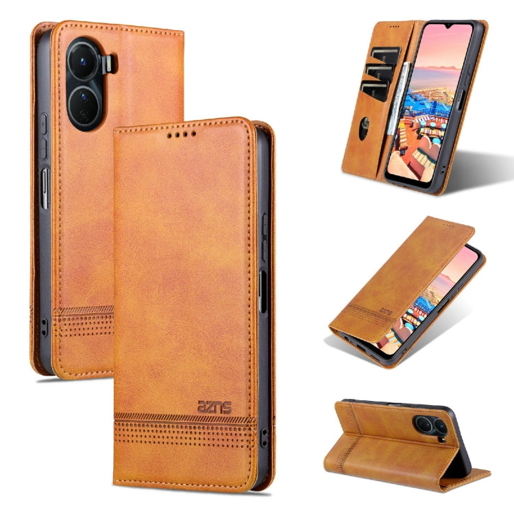 Custodia per telefono in pelle con texture di vitello magnetica AZNS, For vivo Y02s 4G/Y16 4G, For Honor X40